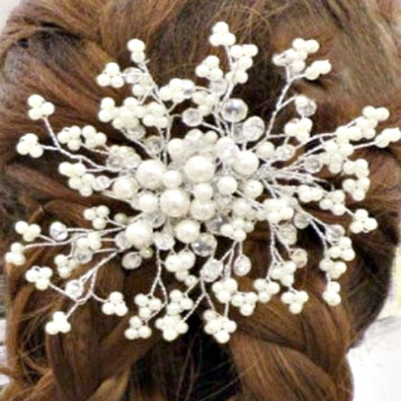 Vintage Style Crystal Pearl Wedding Hair Vine Comb, Bridal Decorative Hair Comb, Bridal Hairpiece, Bridal Headpiece, Hair Adornment