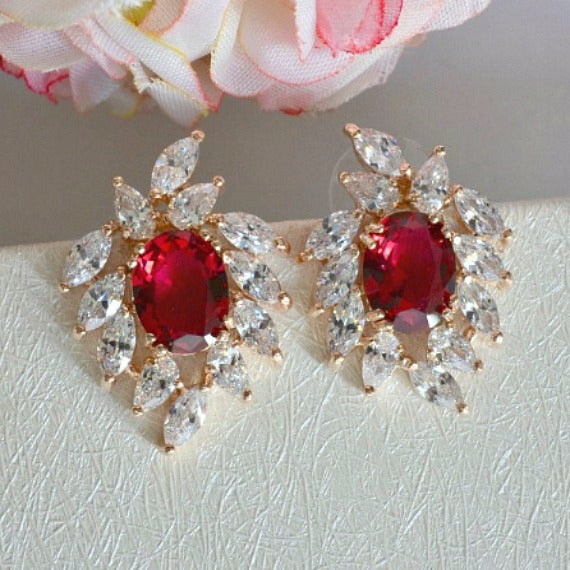 ruby red wedding earrings