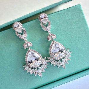 CZ crystal bridal earrings