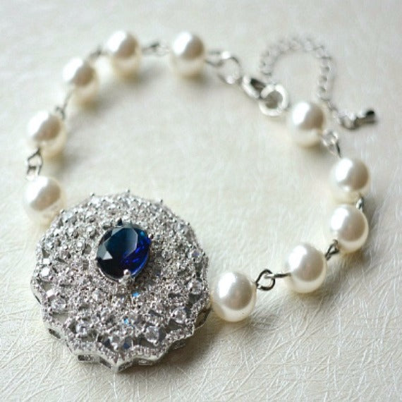 pearl crystal wedding bracelet