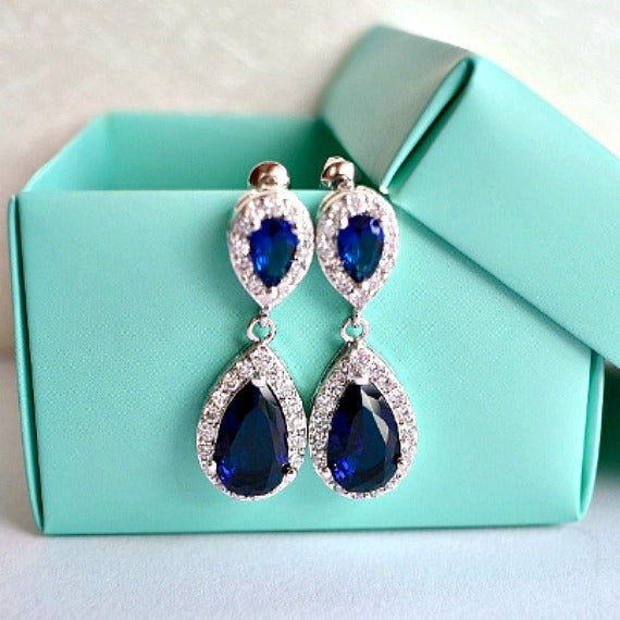 something blue crystal bridal earrings