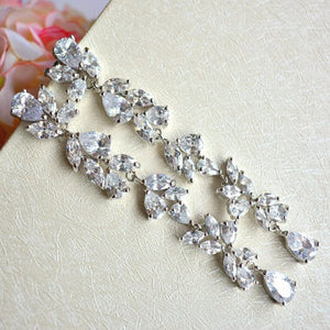 long crystal chandelier bridal earrings