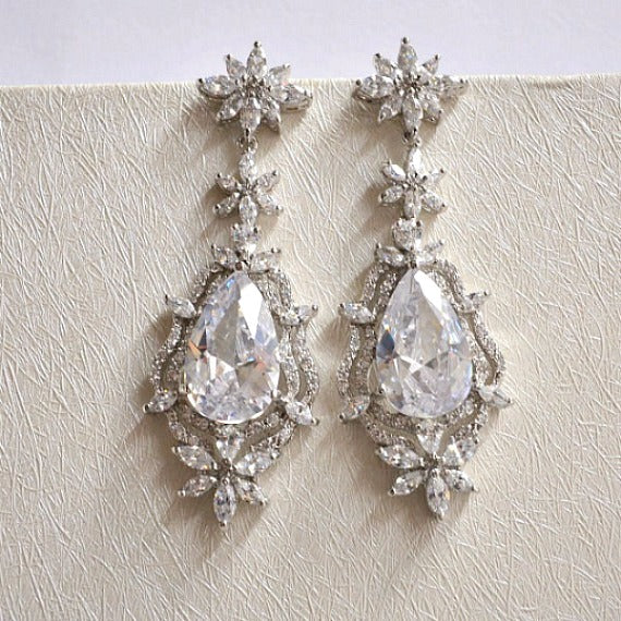 long drop bridal earrings