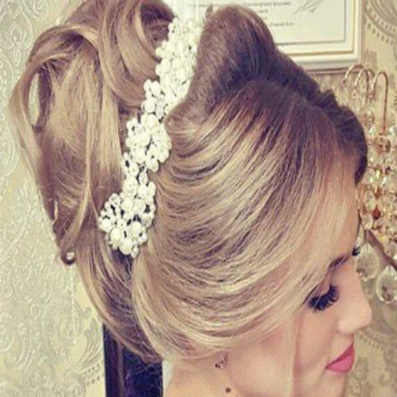 Bridal Headpiece, Pearl Crystal Wedding Hair Piece, Bridal Headdress, Bridal Decorative Comb, Hair Adornment, Wedding Hair Vine Accessory