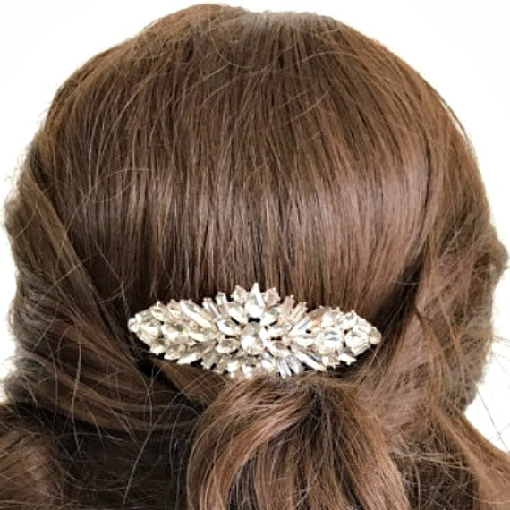 Rose Gold Crystal Bridal Hair Comb, Rhinestone Brooch Wedding Comb, Bridal Hair Accessories, Bridal Crystal Head Piece, Bridal Hair Piece