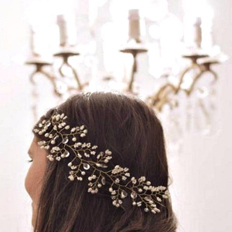 Pearl Crystal Bridal Hair Vine. Wedding Hair Vine. Bridal Hair Wreath. Wedding Headpiece. Pearl Flower Headdress. Bridal Hairpiece.