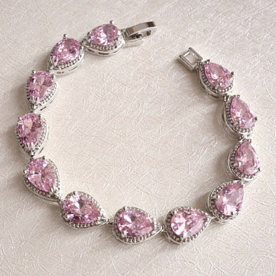blush pink crystal bridal bracelet