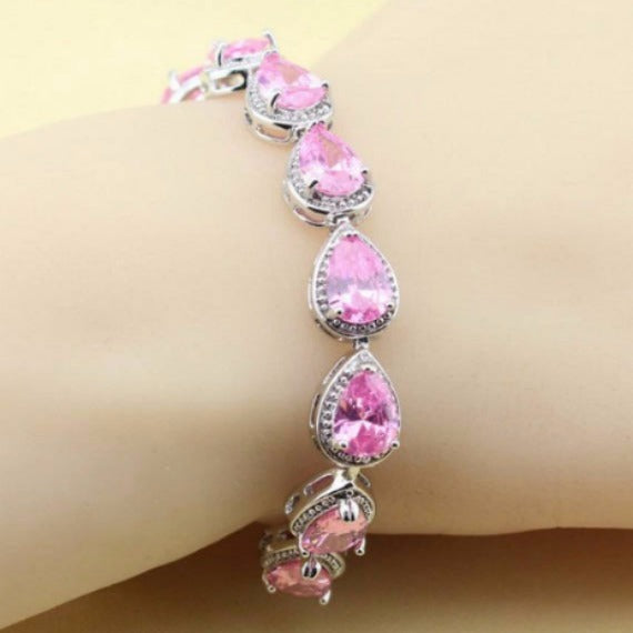 blush pink wedding bridesmaid link bracelet
