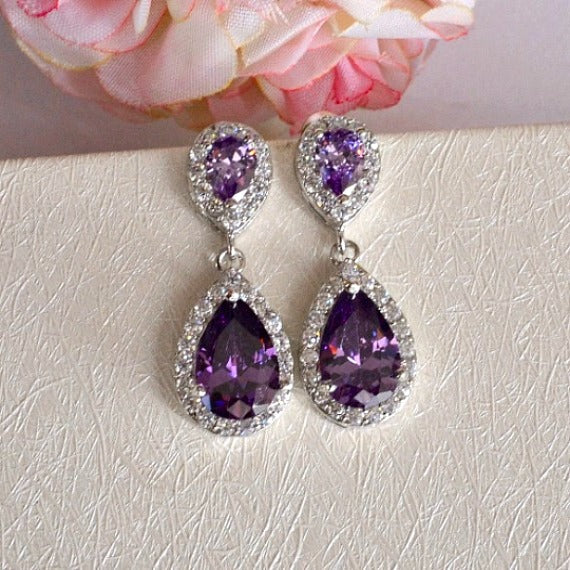 amethyst purple wedding earrings
